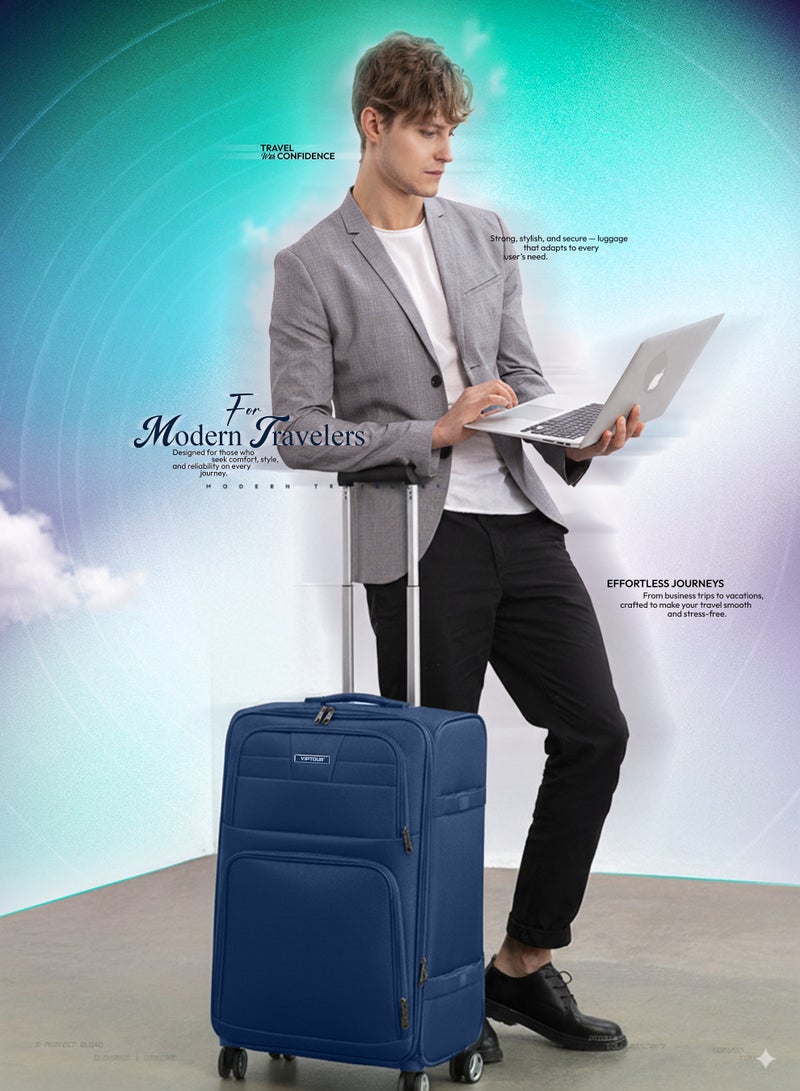 فيبتور مجموعة أمتعة من 4 قطع، حقيبة عربة متينة بعجلتين، قفل رقمي ومقبض تلسكوبي ثلاثي المراحل - Image 5