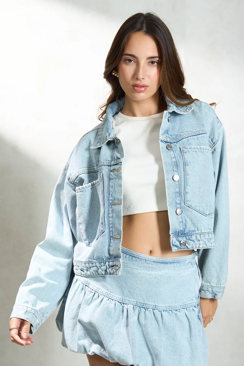 Virgio Cotton Oversized Daywear Pockets Denim Jackets for Women