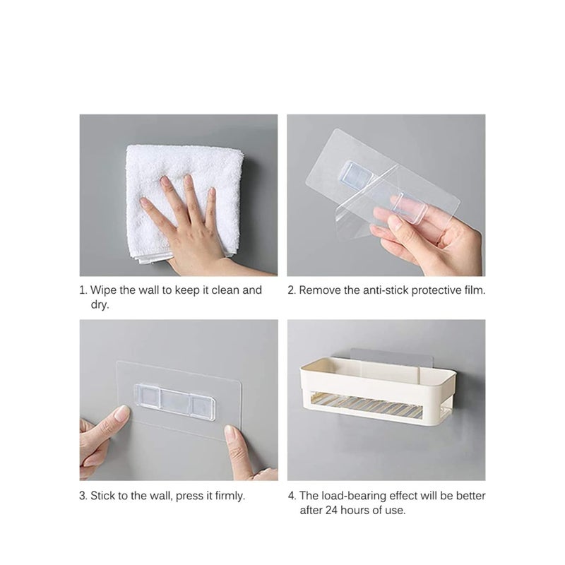 SOLARAE رف حمام ذاتي اللصق، منظم تخزين مثبت على الحائط، حاملة دش بدون حفر، سلة تخزين للمطبخ، رفوف للحمام والمطبخ 2 قطعة (أبيض + أخضر) - Image 3