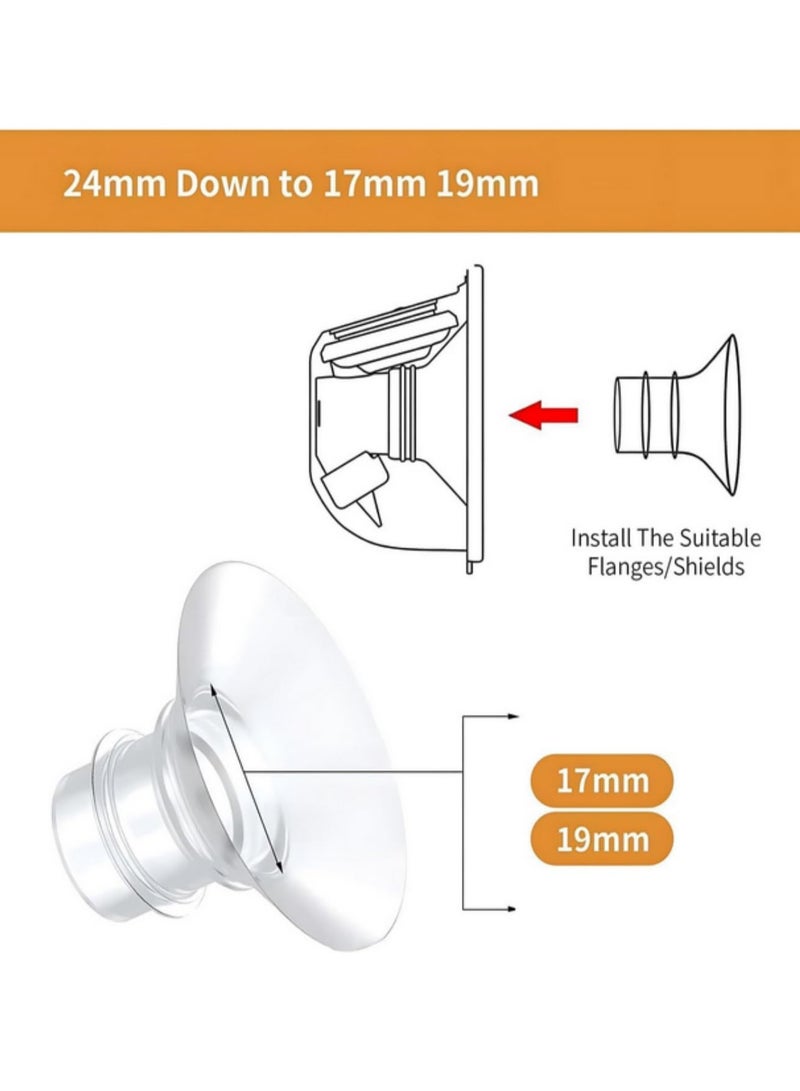 4 Packs Flange Inserts 17mm & 19mm Inserts for BellaBaby Wearable Pump Reduce Tunnel to Correct Size Replacement Parts for Momcozy S9/S12/S9 Pro/S12 Pro & BellaBaby Wearable Breast Pump - Image 2