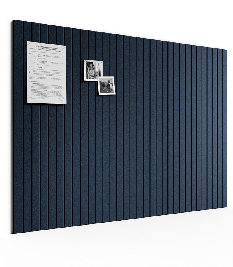 Bumusty Large Cork Board Alternative-48 x 36" Felt Bulletin Board Tiles, with 30 Pushpins, 70 Adhesive Tabs, Fine-Stripe 12-Pack, Cork Boards for Office Push Pin Board Felt Board-Carbon Blue - Image 1