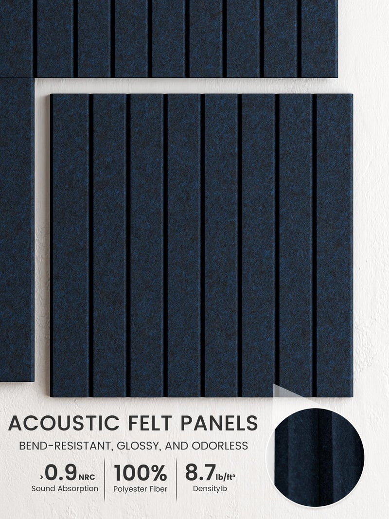 Bumusty Large Cork Board Alternative-48 x 36" Felt Bulletin Board Tiles, with 30 Pushpins, 70 Adhesive Tabs, Fine-Stripe 12-Pack, Cork Boards for Office Push Pin Board Felt Board-Carbon Blue - Image 3