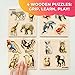 QUOKKA Toddler Puzzles Ages 24 in a Bag 6 Montessori Wooden Puzzles for Toddlers 35 Year Old Preschool Wood Game for Boys and Girls 46 Gift for Learning Realistic Animals Fruits Vehicles - Image 2