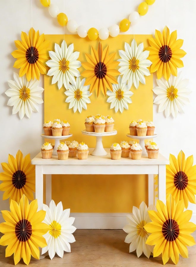 PAPER JAZZ Sunflower Party Decorations Sunflower Bithday Paper Fans Bulletin Board Decor, Yellow Tissue Flowers Wall Decorations Hanging Sun Flower Theme Party Supplies Baby Shower. - Image 4