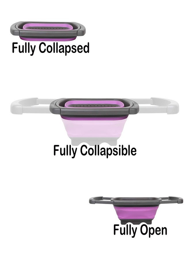 purplechef مجموعة أدوات مطبخ سيليكون قابلة للطي من PurpleChef مكونة من 10 قطع، تشمل مصفاة، وعاء خلط، لوح تقطيع، وأكواب قياس، توضع فوق حوض المطبخ. - Image 3