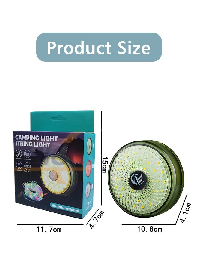 GIFT - Camping Light String, 3 in 1 Camping Light Rechargeable(8m), RGB Portable Outdoor String Lights, Durable Tent Fairy Lights, USB Camp Lights for Camper, Tent, RV, Hiking Multi-Modes - Image 1