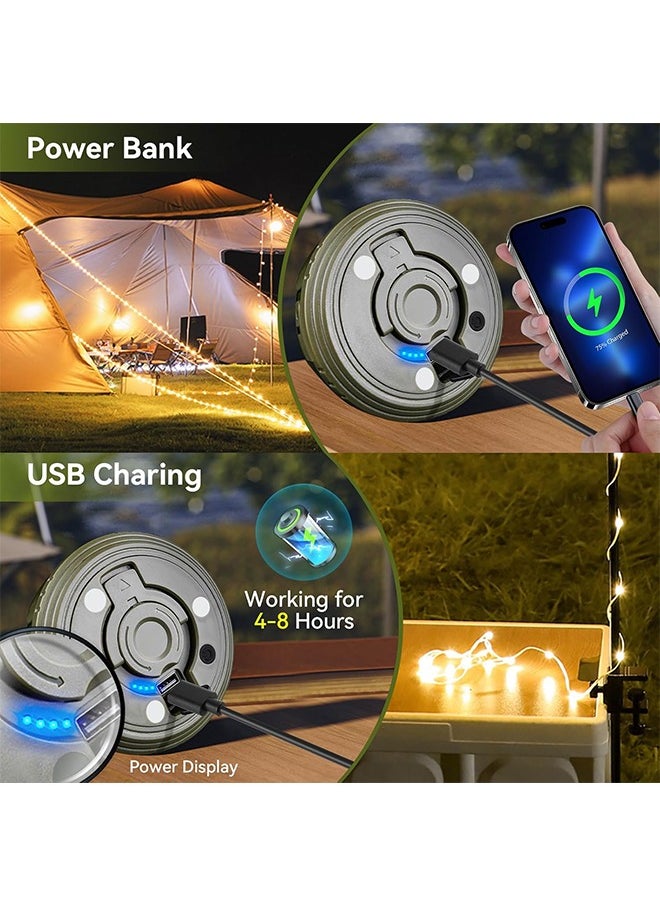 GIFT - Camping Light String, 3 in 1 Camping Light Rechargeable(8m), RGB Portable Outdoor String Lights, Durable Tent Fairy Lights, USB Camp Lights for Camper, Tent, RV, Hiking Multi-Modes - Image 1