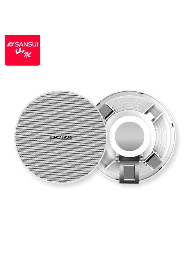 Sansui مجموعة تركيب مكبر صوت سقف T76 بجهد ثابت، نظام مكبر صوت موسيقي عام مدمج في السقف، مكبر صوت كامل النطاق 6.5 بوصة، قطعة واحدة - Image 1