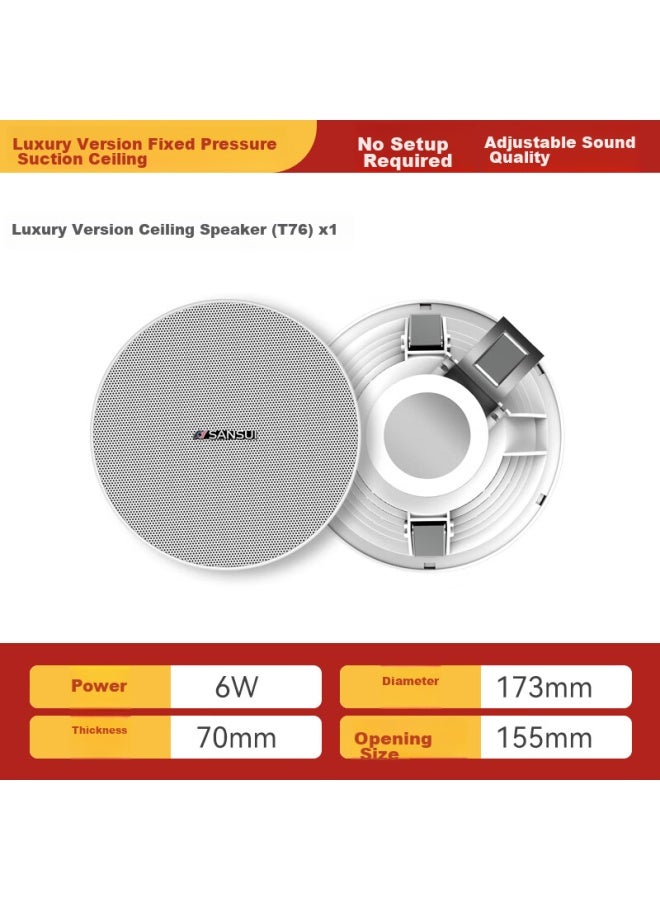 Sansui مجموعة تركيب مكبر صوت سقف T76 بجهد ثابت، نظام مكبر صوت موسيقي عام مدمج في السقف، مكبر صوت كامل النطاق 6.5 بوصة، قطعة واحدة - Image 2