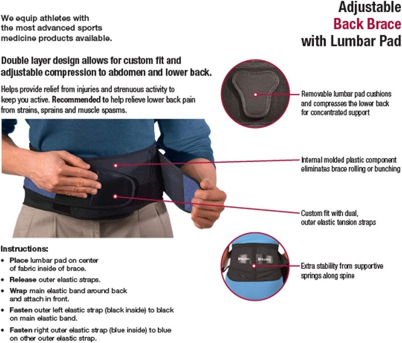 MUELLER Sports Medicine Lumbar Back Brace with Removable Pad, Ideal for Upper and Lower Back Pain, Relief & Support for Men and Women, Strains, Sciatica, Scoliosis, Black, Regular Size - Image 4