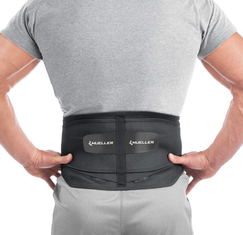 MUELLER Sports Medicine Lumbar Back Brace with Removable Pad, Ideal for Upper and Lower Back Pain, Relief & Support for Men and Women, Strains, Sciatica, Scoliosis, Black, Regular Size - Image 1