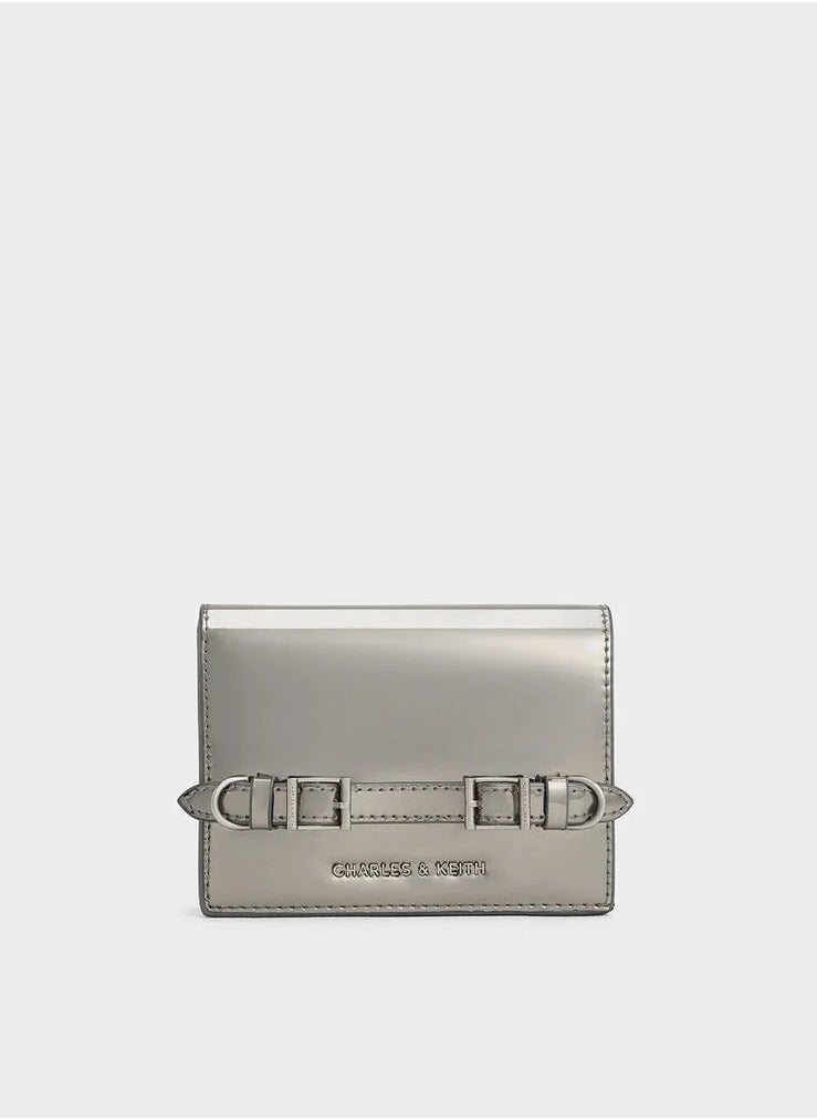 Charles & Keith Sloane Metallic Chain-Handle Wallet & Crossbody Bag - Pewter  - Image 1