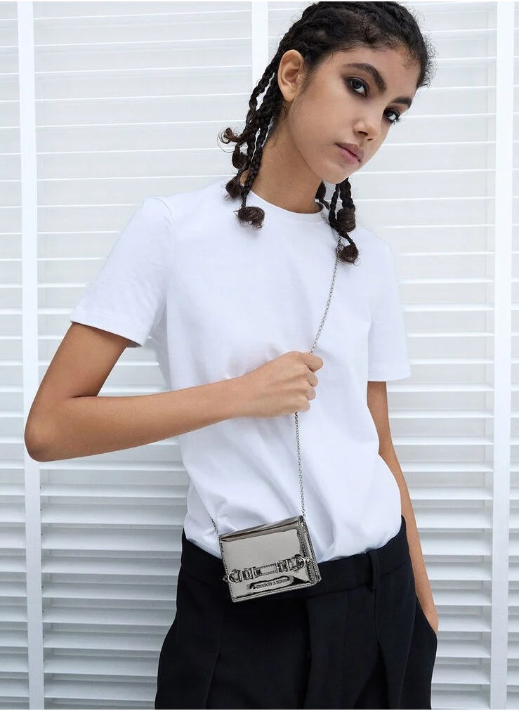 Charles & Keith Sloane Metallic Chain-Handle Wallet & Crossbody Bag - Pewter  - Image 2