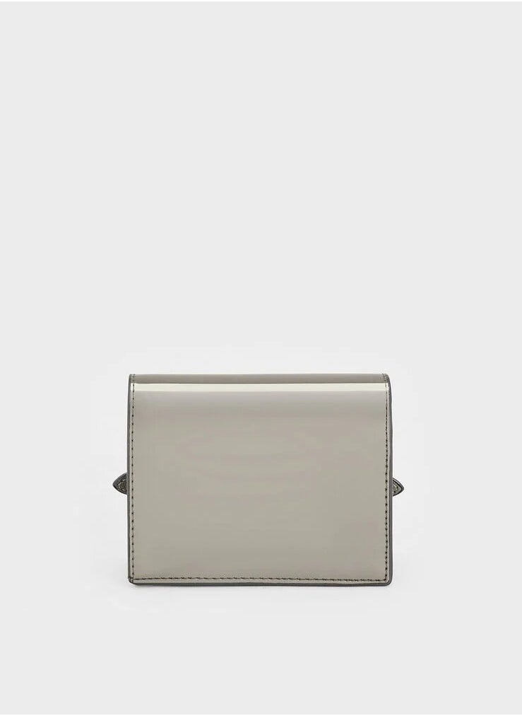 Charles & Keith Sloane Metallic Chain-Handle Wallet & Crossbody Bag - Pewter  - Image 4