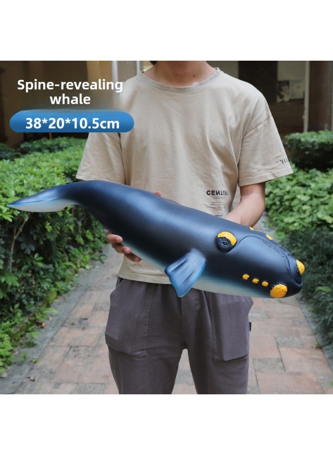 Direct Children's Simulation Marine Animal Model Toy Submarine Shark Super Large Soft Rubber Cotton Great White Shark-Color:Spine-revealing Whale 38cm 【ocean World】 - Image 1