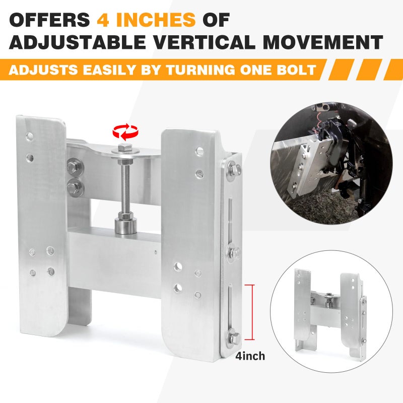 FQRANBO 4" Adjustable Jack Plate Manual Transom Set Back Jack Plate for Outboard Boat Motor, 225 Maximum Horsepower - Image 4