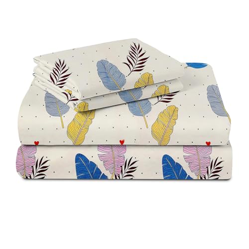 VAS COLLECTIONS Premium 3D Printed 144 TC Microfiber Double Bedsheet with 2 King Size Pillow Covers (90X90 Inches) Floral White, Blue & Grey - Image 3