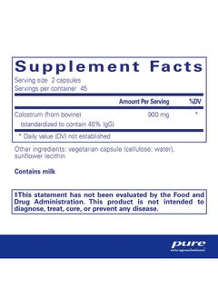 Pure Encapsulations Colostrum ; 40% Igg Highly Concentrated Immune Support ; 90 Capsules  - Image 3