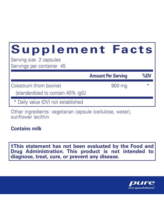 Pure Encapsulations Colostrum ; 40% Igg Highly Concentrated Immune Support ; 90 Capsules - Image 3