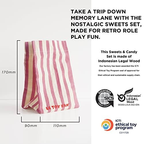 Le Toy Van - Pretend Play Wooden Candy Play Food Set | Kids Role Play Wooden Food Toy | Great As a Gift - Suitable for 2 Years + (TV335) - Image 4