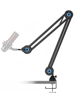 FlashHawk Microphone Arm Stand Mic Stand, Desktop Mic Clip Holder, 180° Adjustable Folding Portable Microphone Cantilever Stand, GH-335 Black  - Image 1