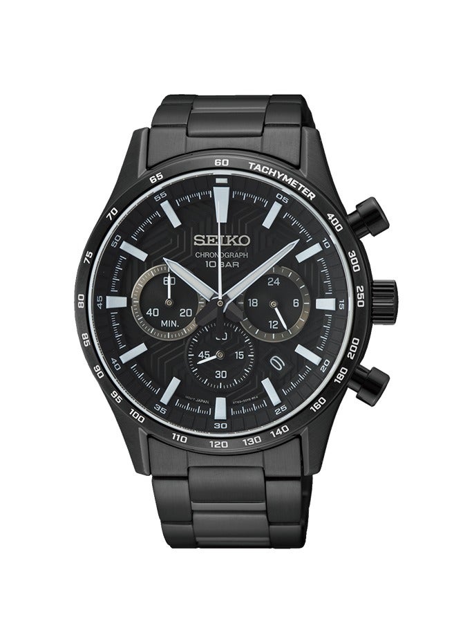 Seiko Chronograph Quartz Black Dial Men's Watch SSB415P1 - Image 1