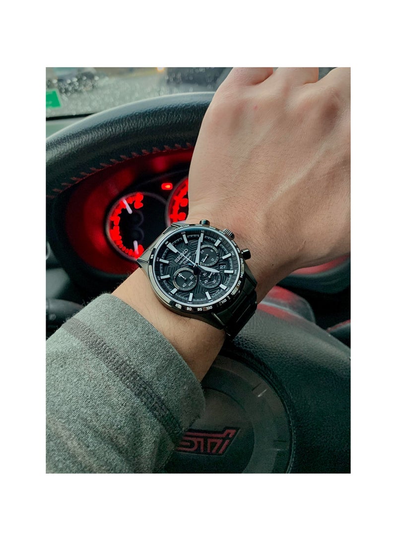 Seiko Chronograph Quartz Black Dial Men's Watch SSB415P1 - Image 2