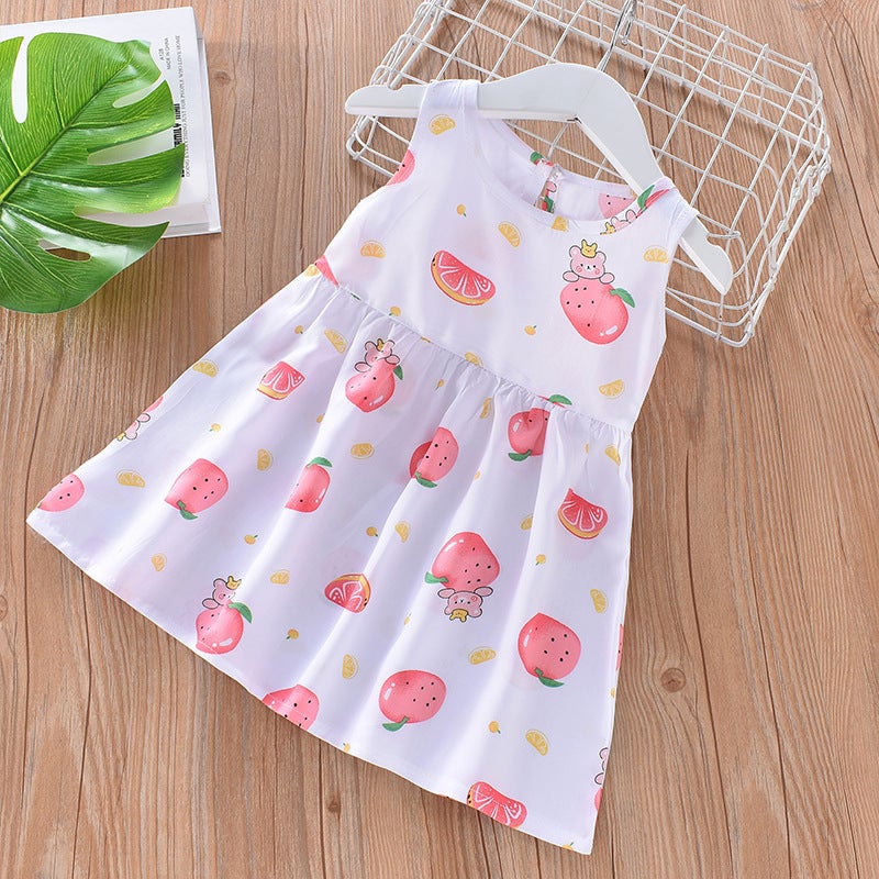 Children's dress Summer Girl's Floral Princess Dress Beach Dress 2025 Summer New Cotton Silk Sling Vacant Dress - Image 5