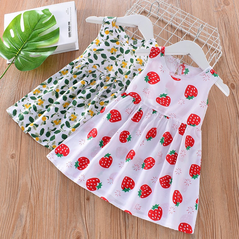 Children's dress Summer Girl's Floral Princess Dress Beach Dress 2025 Summer New Cotton Silk Sling Vacant Dress - Image 2