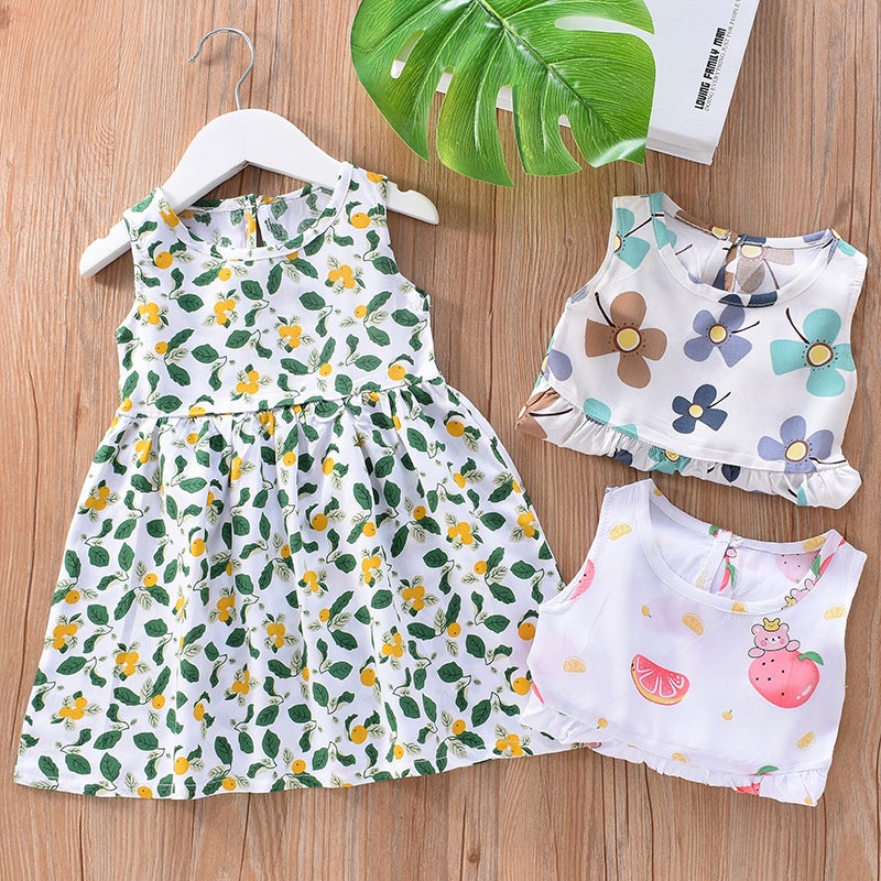 Children's dress Summer Girl's Floral Princess Dress Beach Dress 2025 Summer New Cotton Silk Sling Vacant Dress - Image 3