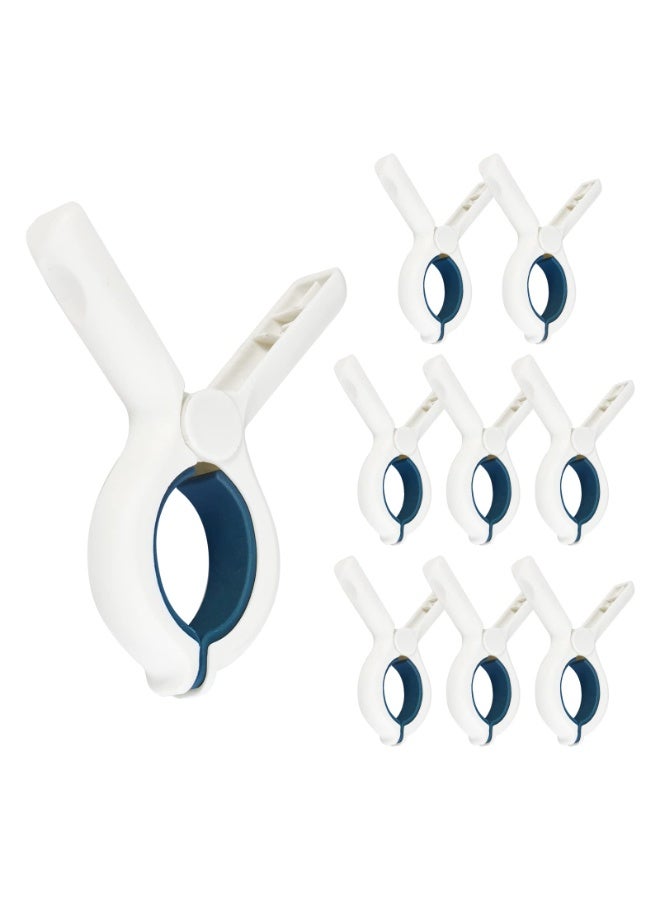 مشابك مناشف الشاطئ من 9 عبوات، مشبك غسيل بلاستيكي، مشابك غسيل قوية للحفاظ على المنشفة، الملابس، البطانيات من الطيران، مشابك ملابس، مشابك قوية لكراسي الرحلات البحرية (زرقاء) - Image 1