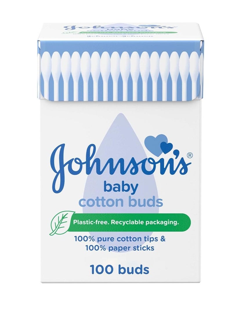 Johnson's Pack Of 2 Cotton Buds in Recyclable Packaging 100pcs - Image 1