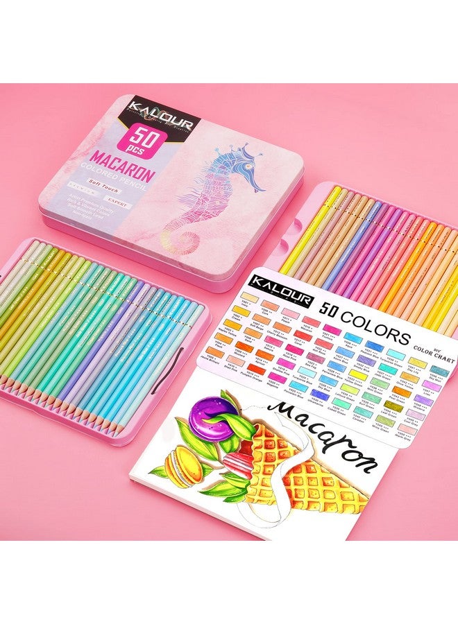 KALOUR Macaron Pastel Colored Pencilsset Of 50 Colorsartists Soft Coreideal For Drawing Sketching Shadingcoloring Pencils For Adults Kids Beginners - Image 2