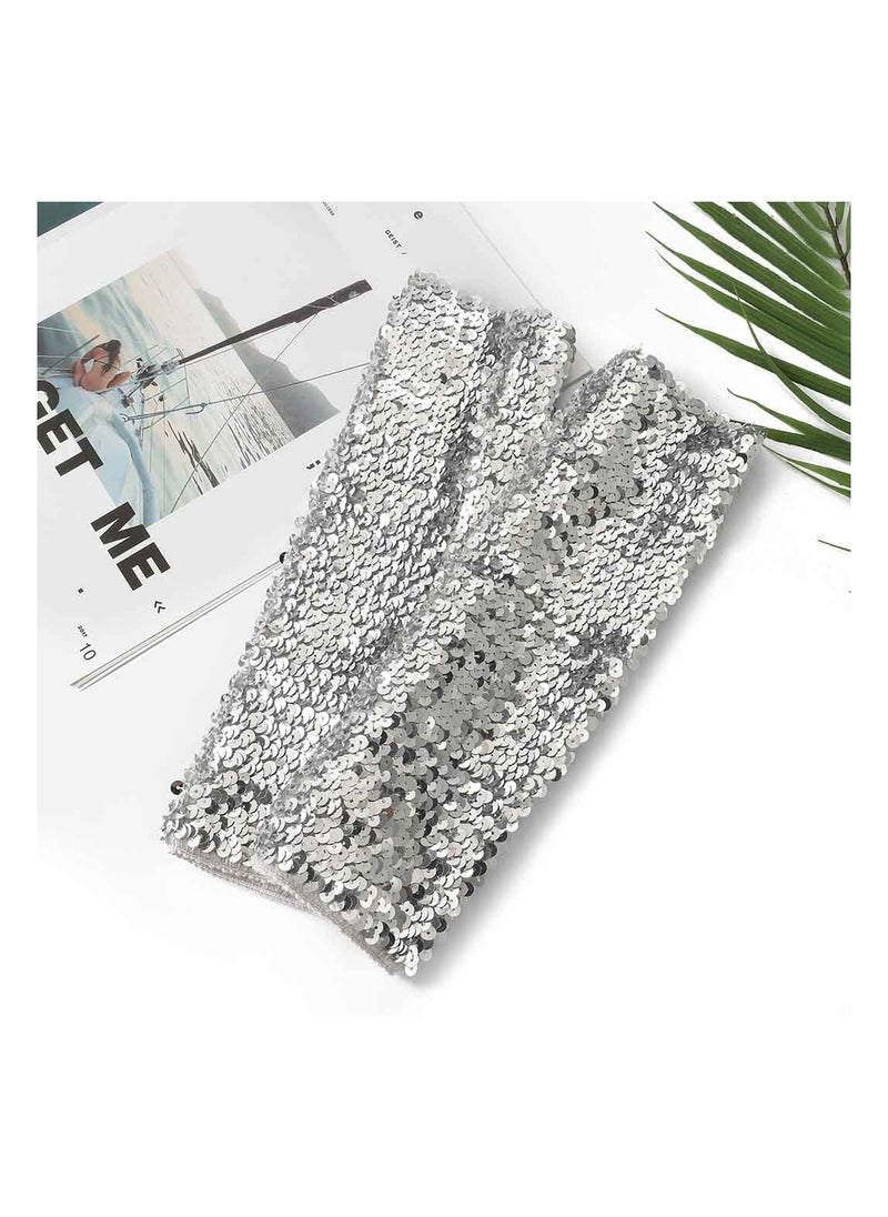 Generic - Fashion Sequin Long Gloves for Women and Girls, Party Fingerless Elastic Dress-Up Gloves, Stylish Costume Accessories for Special Occasions - Image 1