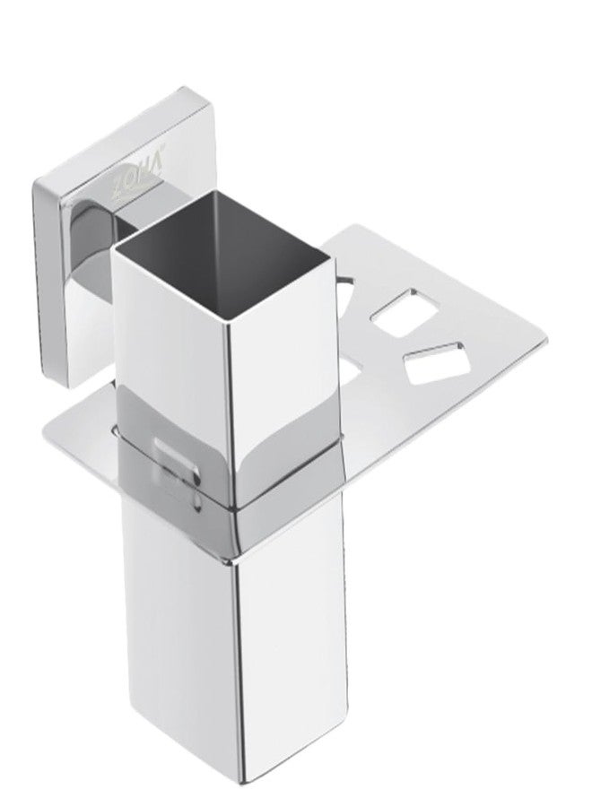 ZOHA Premium 304 Stainless Steel Toothbrush Holder, Wall-Mount for Home, Kitchen & Bathroom, 120mm x 80mm, Chrome Finish - Image 1