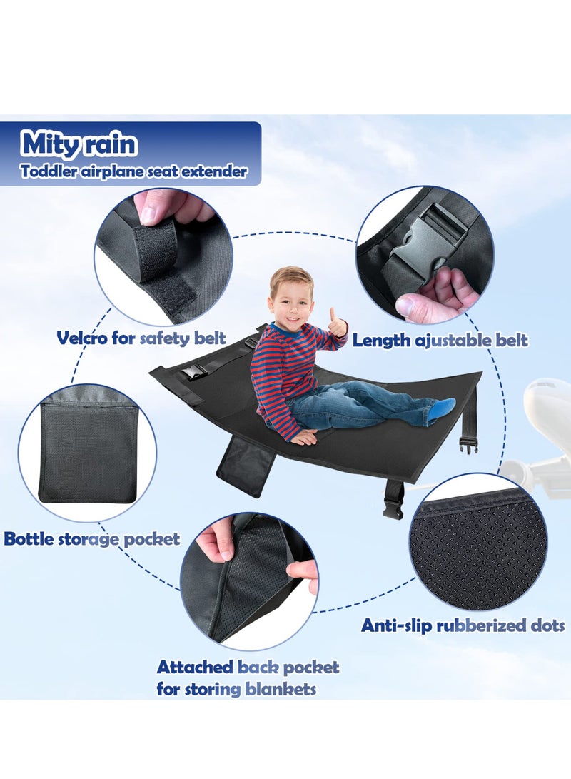 SYOSI Airplane Seat Extender, Portable Travel Airplane Footrest with Side Pockets for Kids, Airplane Travel Accessories with Extended Area 11×4.7 in for Baby Travel - Image 2