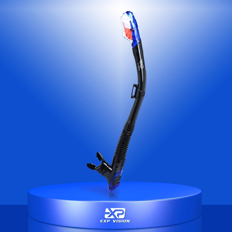 EXP VISION أنبوب سنوركل جاف من إكسب فيجن، سنوركل للغوص للبالغين، أنبوب سنوركل للتنفس الحر، فم من سيليكون غذائي، معدات سنوركل مع صمام علوي لحماية الرش ولقطة رأس للسباحة - Image 4