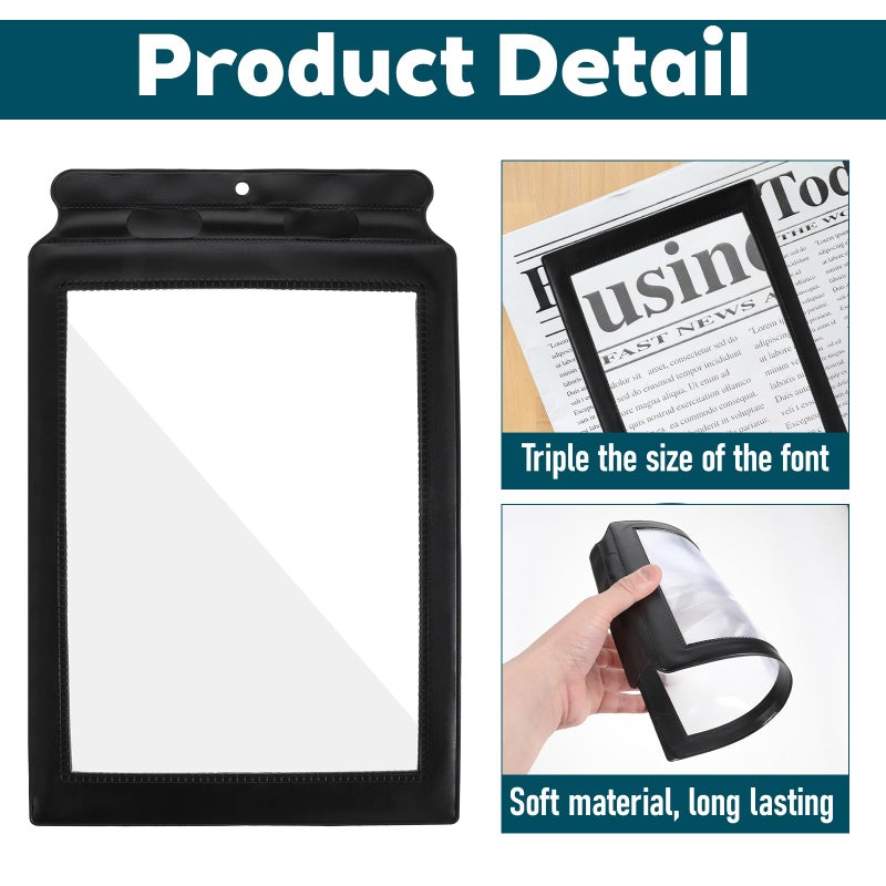 Yuomeaz 3 X Full Page Magnifier for Reading, 12 Ã— 7.6 in Plastic Magnifying Sheet, Lightweight Portable Magnifying Page Fresnel Sheet for Elderly and People with Low Vision Reading - Image 2