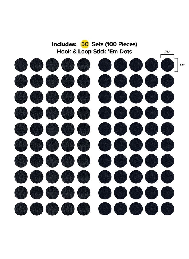 Wrap-It Storage Adhesive Backed Hook and Loop 'Em Dots Fasteners Black 0.75 Inch 450-D-75BL  - Image 3