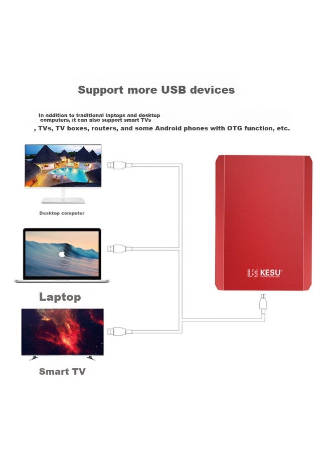 Kesu 500gb Portable Hard Drive Large Capacity, Connects To Laptop And Smartphone Via Usb3.0, K208-hot Blood Red, 2.5-inch External Mechanical Hard Drive, Large Usb Flash Drive - Image 3