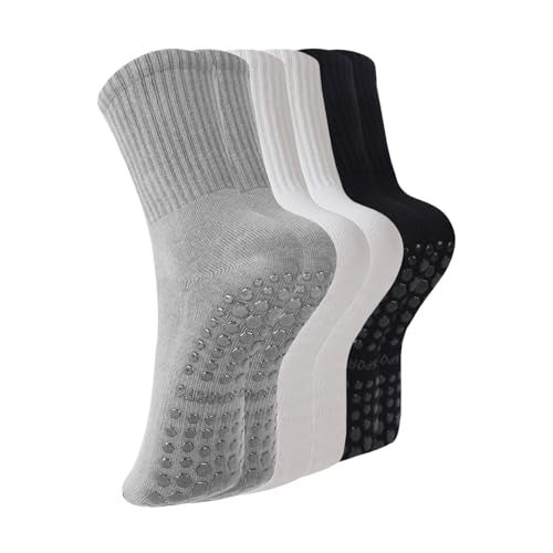 BONANGEL Pilates Socks with Grips for Women, 3 Pairs Womens Grippy Yoga Ballet Barre Hospital Gym Athletic Socks - Image 1