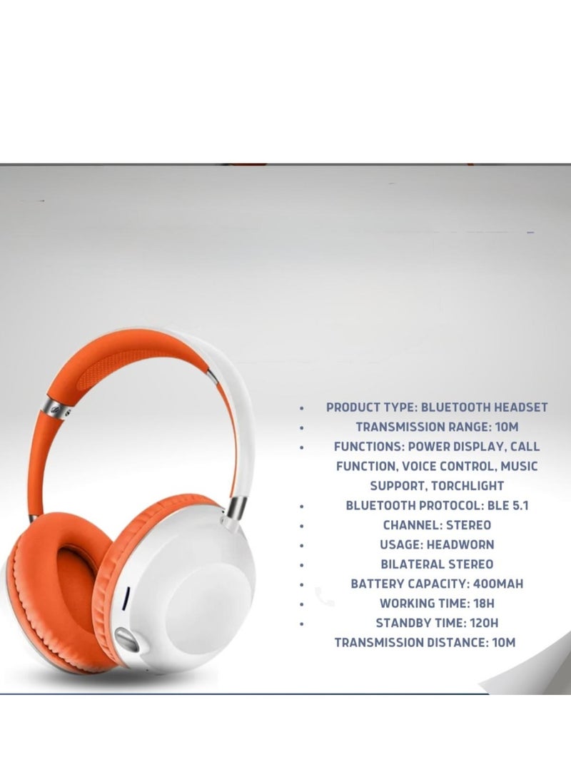GULFLINK 400mah Bluetooth Wireless Headphones for Teens Adults Orange  - Image 3