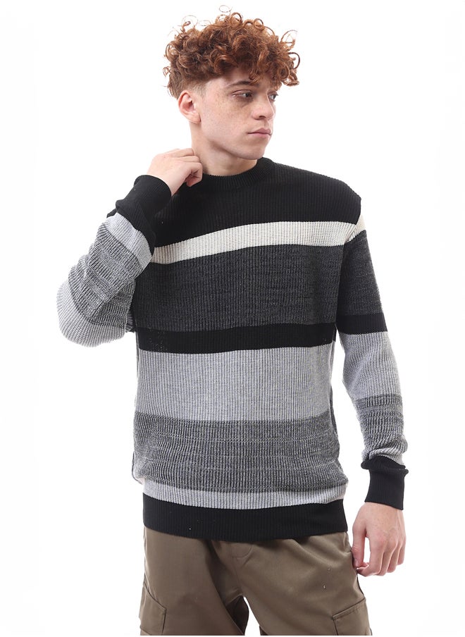 RAVIN Heather Grey & Black Knitted Slip On Pullover  - Image 1
