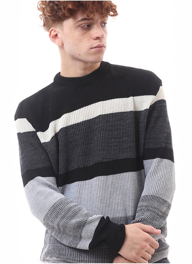 RAVIN Heather Grey & Black Knitted Slip On Pullover  - Image 4