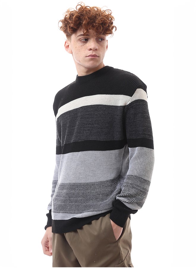 RAVIN Heather Grey & Black Knitted Slip On Pullover  - Image 2