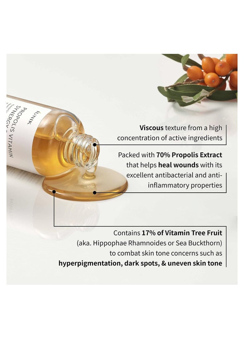 iUNIK Propolis 70% Vitamins 17% Synergy Serum, Centella Fruits Extract Calming Soothing Deep Nourishing Dry Damaged Dull Spot Hyperpigmentation Sensitive Acne-prone Skin No Pore Clogging Korean Skinca  - Image 3