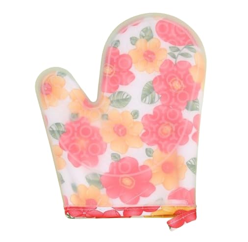 ONPRIX Onprix Oven Mitts Silicone and Cotton DoubleLayer Heat Resistant Gloves with NonSlip Clear Silicone Shell Cute Kitchen Microwave Gloves for BBQ Baking Cooking 1pcs MultiColor  - Image 1