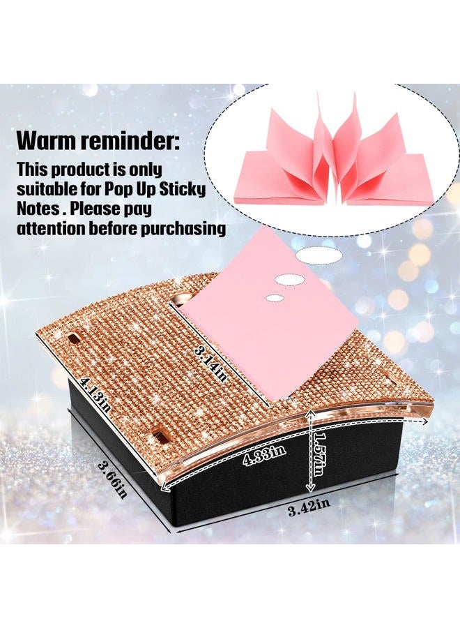 Eersida Rhinestone Self Stick Note Pad Holders 4 x 4 Inches Memo Note Holder Dispenser Sticky Note Holder Sticky Notes Dispenser for Office Home Desk Supplies(Rose Gold) - Image 2