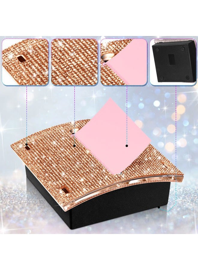 Eersida Rhinestone Self Stick Note Pad Holders 4 x 4 Inches Memo Note Holder Dispenser Sticky Note Holder Sticky Notes Dispenser for Office Home Desk Supplies(Rose Gold) - Image 5