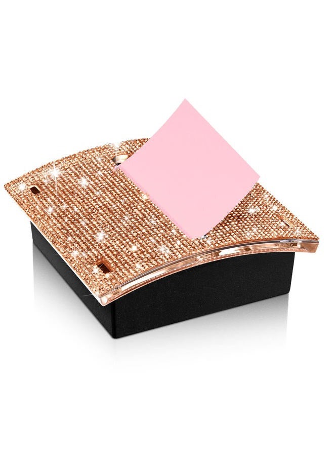 Eersida Rhinestone Self Stick Note Pad Holders 4 x 4 Inches Memo Note Holder Dispenser Sticky Note Holder Sticky Notes Dispenser for Office Home Desk Supplies(Rose Gold) - Image 1